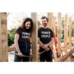 Power couple páros póló - fekete színben